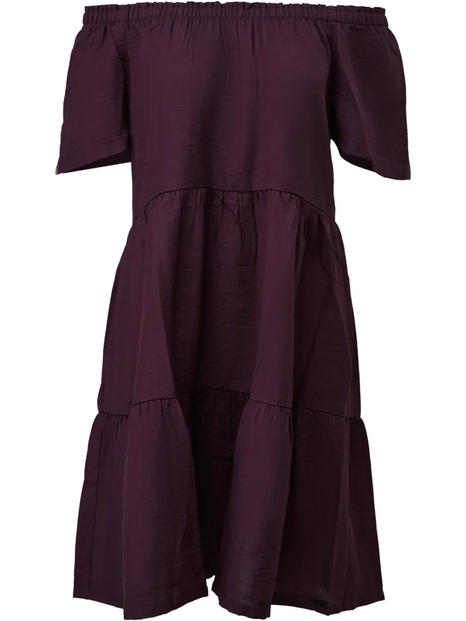 QS off shoulder viscose mini jurk - paars, foto 3