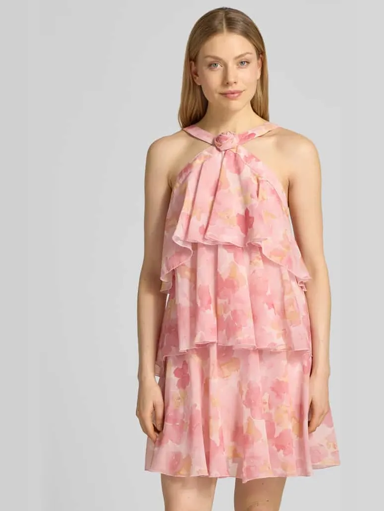 Vero Moda Uitlopende cocktailjurk met volants model 'FELICIA' Rosé