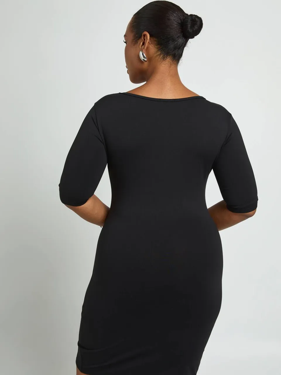 boohoo Dames Plus Superzachte Mini Jurk Met 3/4 Mouwen zwart, foto 3