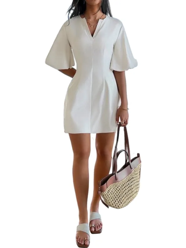 RedParrot Prachtige Zomer Jurk - Wit Beige - Kort - Mode
