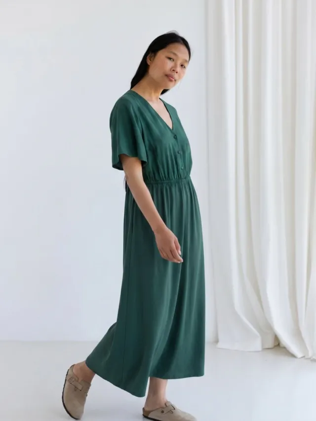 TWOTHIRDS dames vegan Jurk Balandra Tuingroen