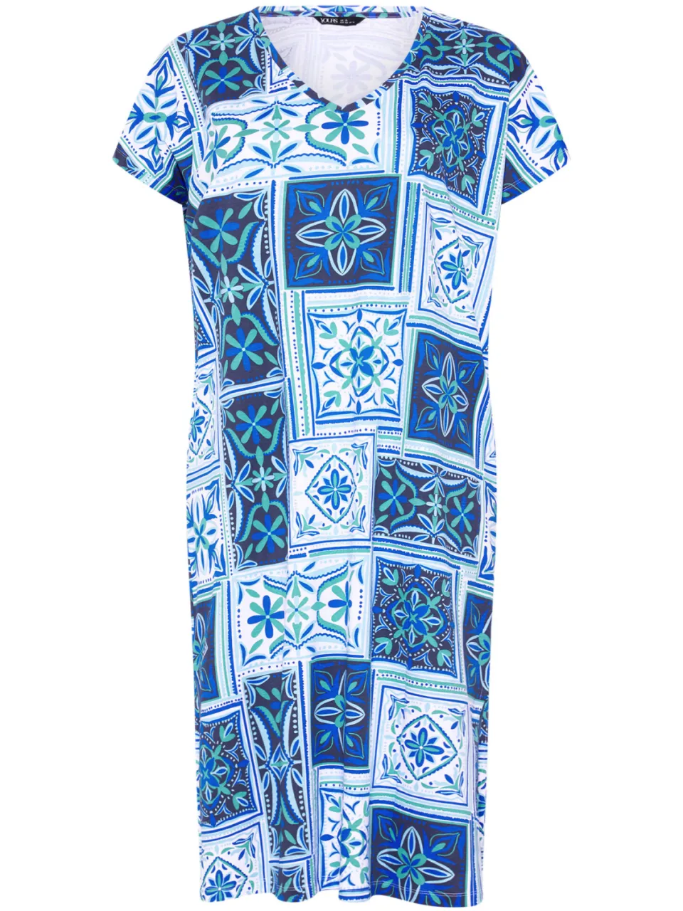 Yours Blauwe Midijurk Met Tegelprint-56, foto 4