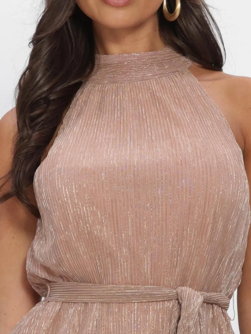 Freebird Dames Jurken F-jer-plisse-lurex-26-2 - Beige, foto 4