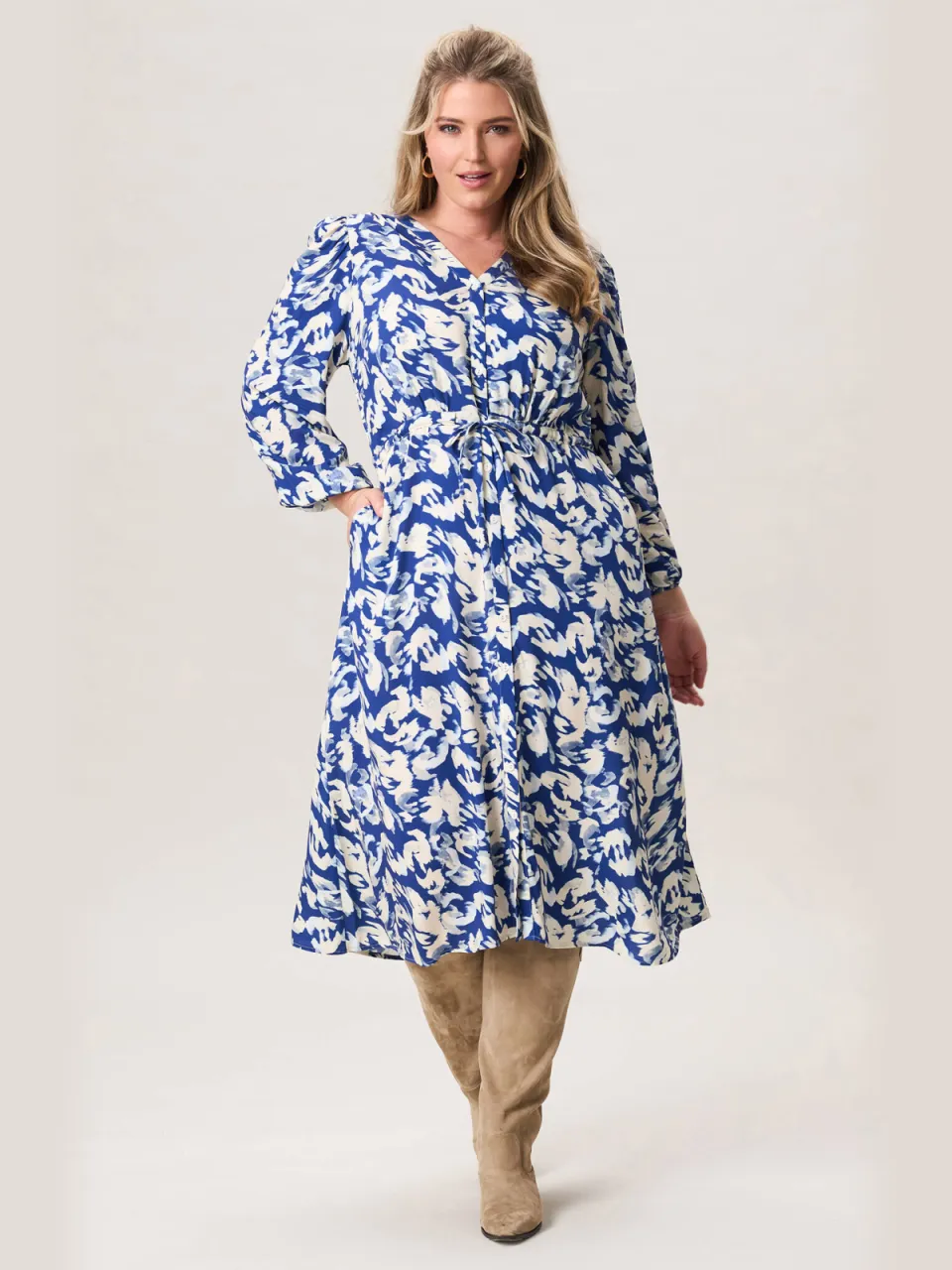Miss Etam Plus midi jurk blauw