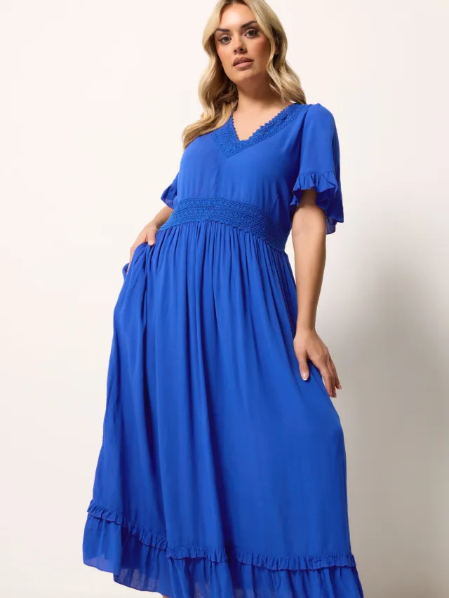Yours Kobaltblauwe Gehaakte Maxijurk-64 Blue
