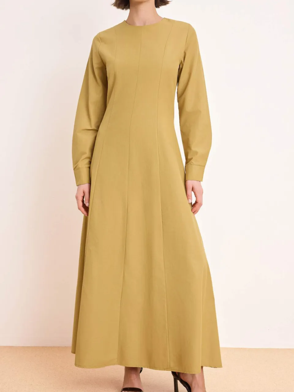 Trendyol Modest Dames Groen Effen Maxi Lang Skater Modest Jurken, foto 2