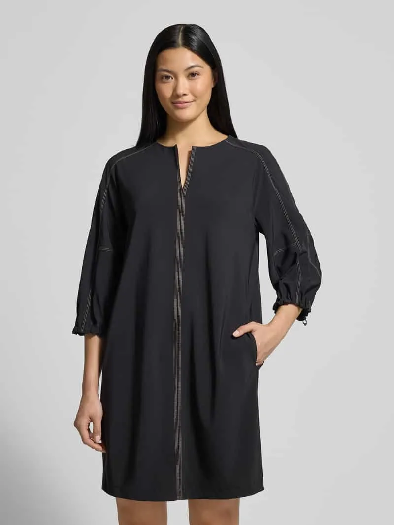 Marc Cain Knie-lange jurk met V-hals BLACK