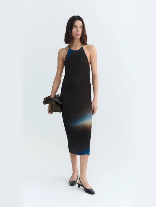 thinking mu dames vegan Midijurk Miriam Glass Geplooid Bruin