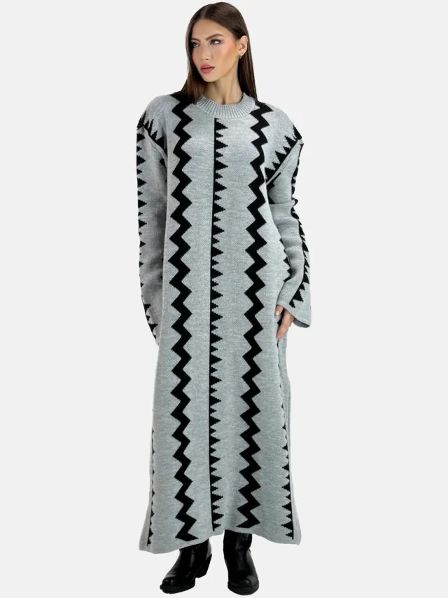 Elara Strickkleid Hellgrau