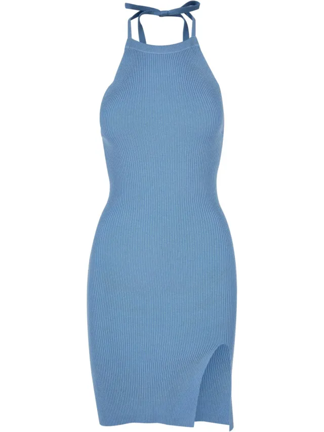 Urban Classics Dames/Dames Ribgebreide Halter Hals Jurk (Horizon Blauw)