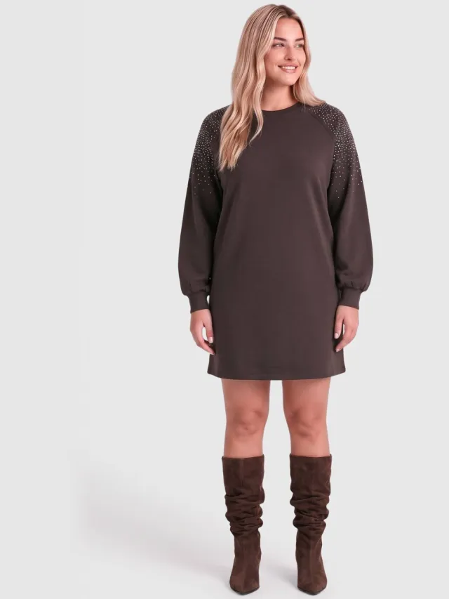 Only Carmakoma CARVIOLETTA sweatjurk donkerbruin