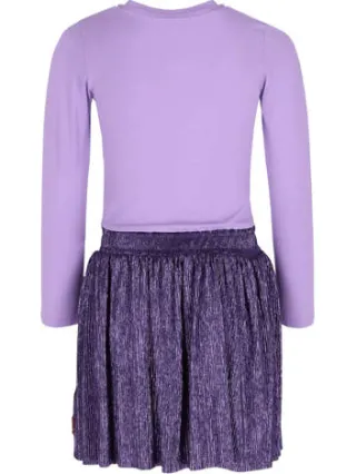 B.Nosy Daisy midi jurk met glitters en print paars, foto 3