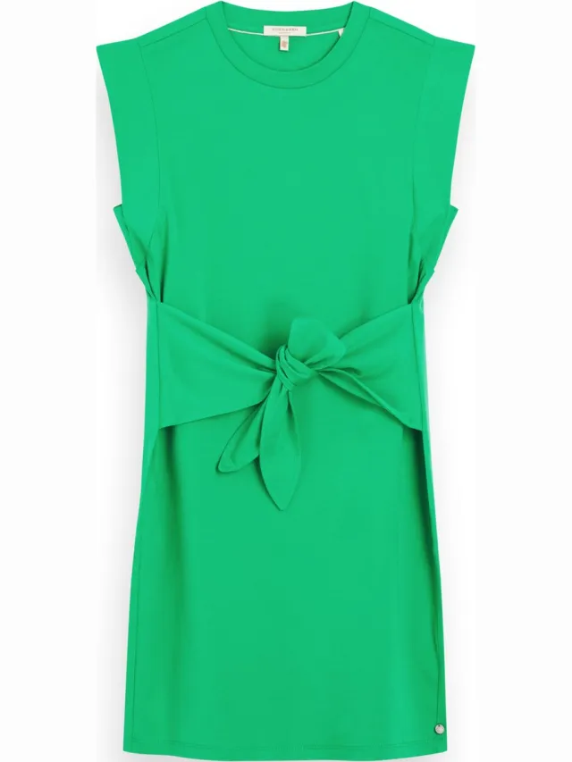 Scotch & Soda Tie waist mini jersey dress Dames Jurk Scuba Green