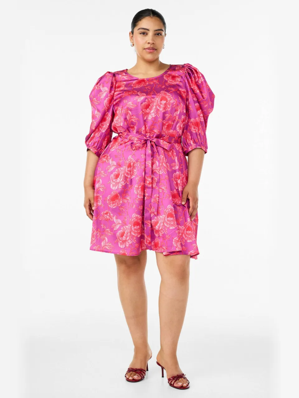 Zizzi gebloemde midi jurk Plus Size - roze, foto 5