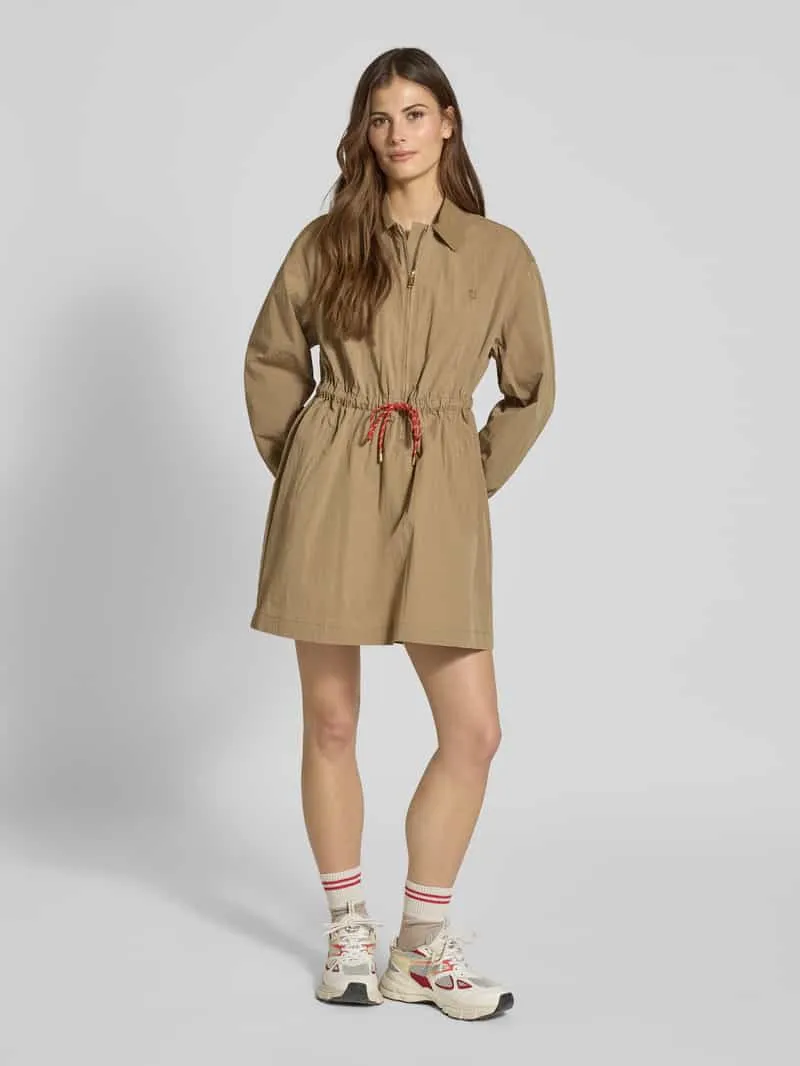 Jake*s Casual Minijurk met overhemdkraag en ritssluiting Leem