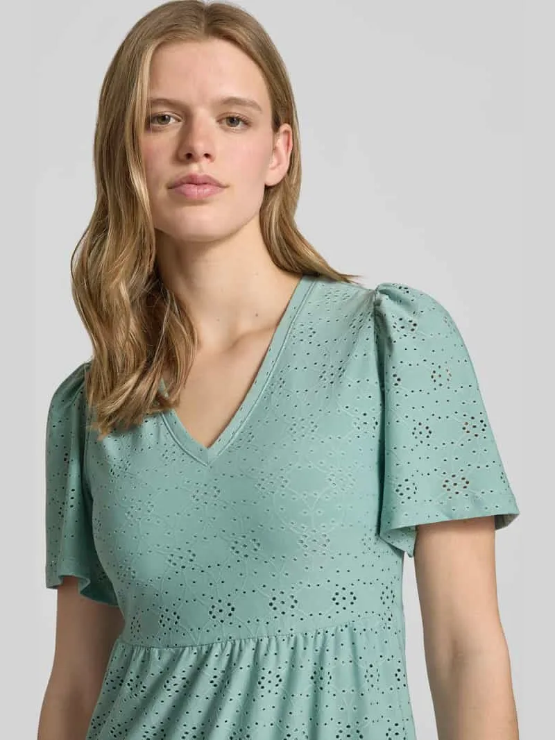 Only Mini-vrijetijdsjurk met ajourpatroon model 'SMILLA LIFE' rietgroen, foto 5