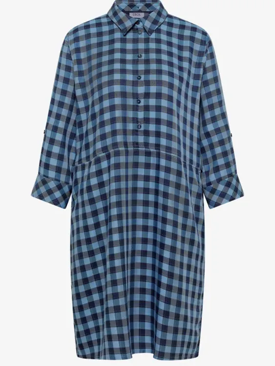 cecil Knie-lange jurk met een fijn ruitjespatroon blauw, foto 3