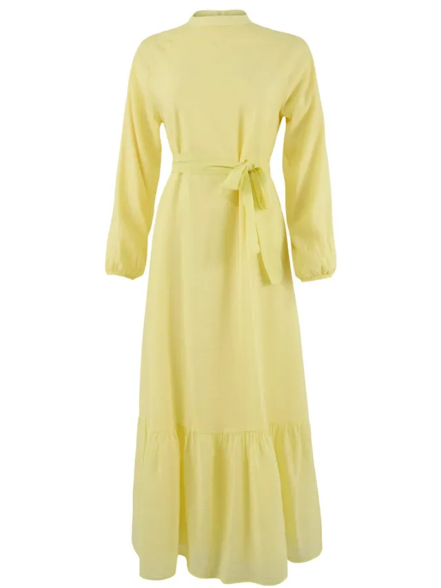 Trendyol Modest Dames Geel Effen Maxi Lang Casual Skater Modest Jurken