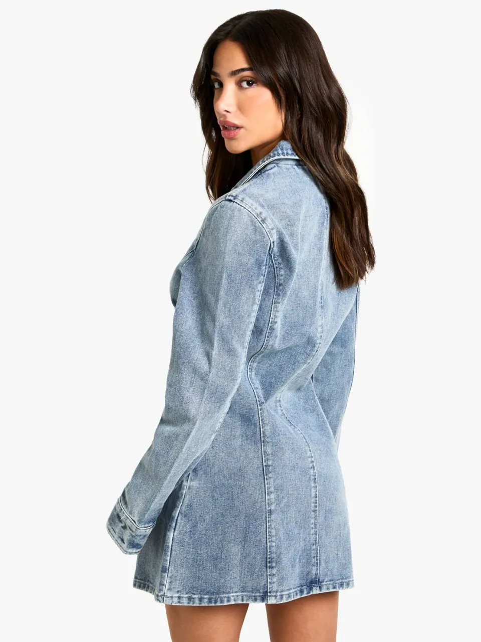 boohoo Dames Petite Veters Mini Shift Jurk lichtblauw, foto 2