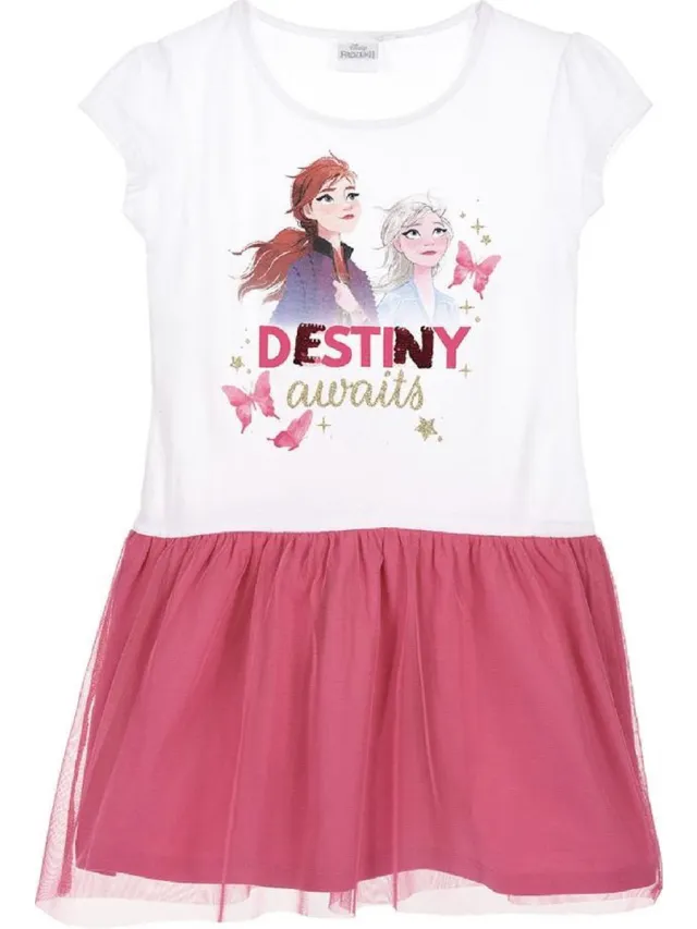 Disney Frozen jurk - Destiny awaits - wit/roze - maat 122/128 (8 jaar)