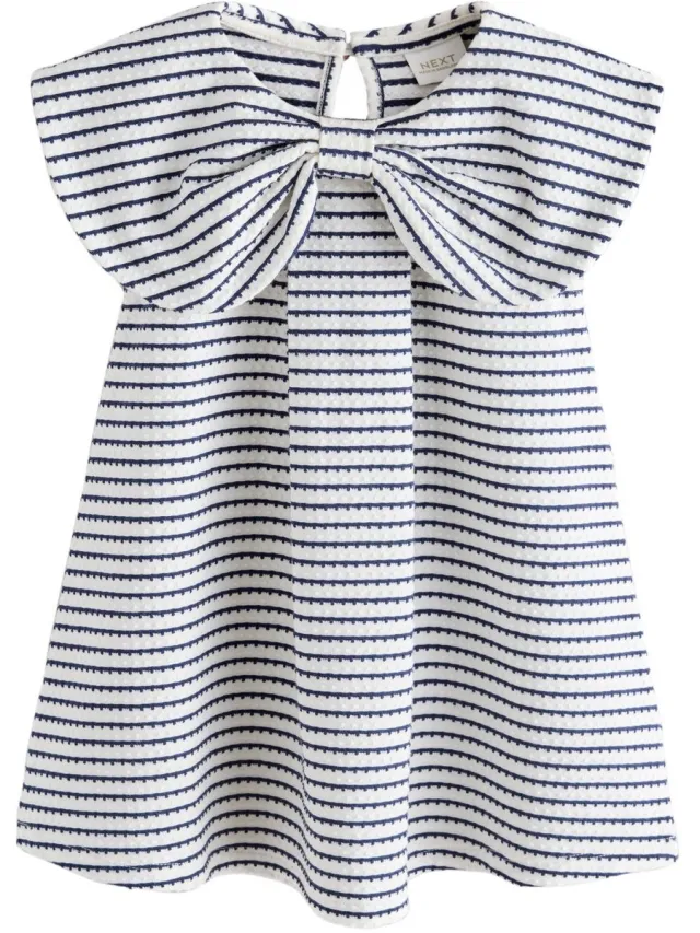 Next Meisjes - Jurk met strik en kraag - Wit Monochrome