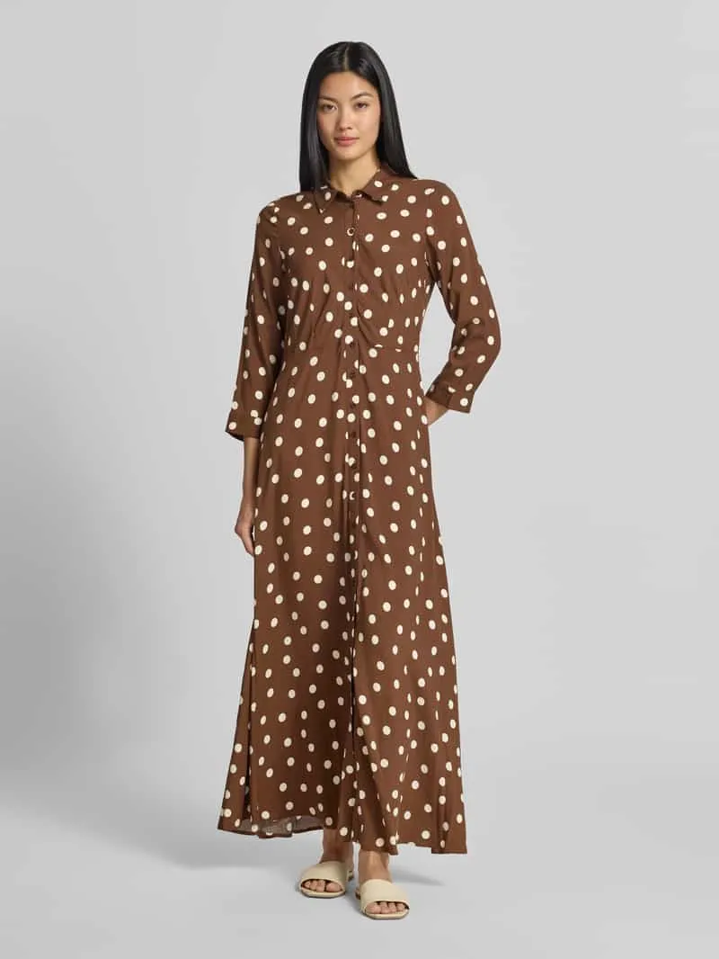 Yas Maxi-jurk met doorlopende knoopsluiting Donkerbruin