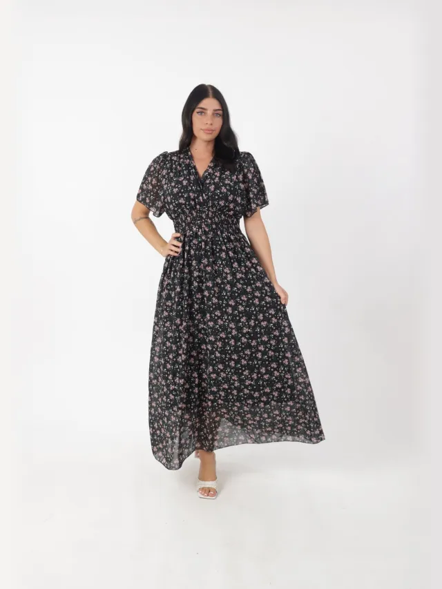 Elara Elara Damen Maxikleid Schwarz
