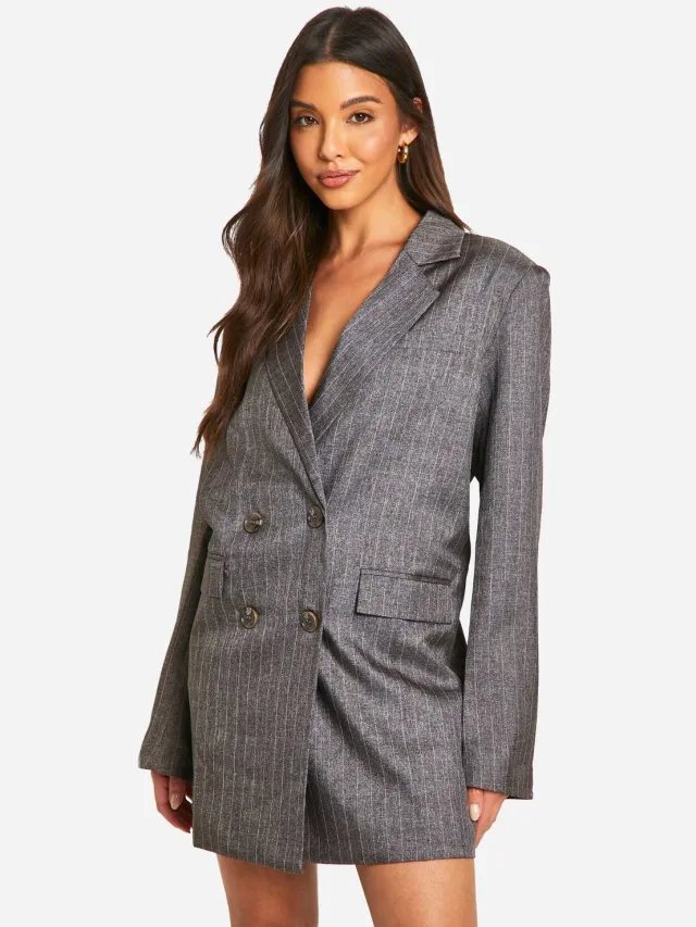 boohoo Dames Tailored Mini Blazer Dress Bruin