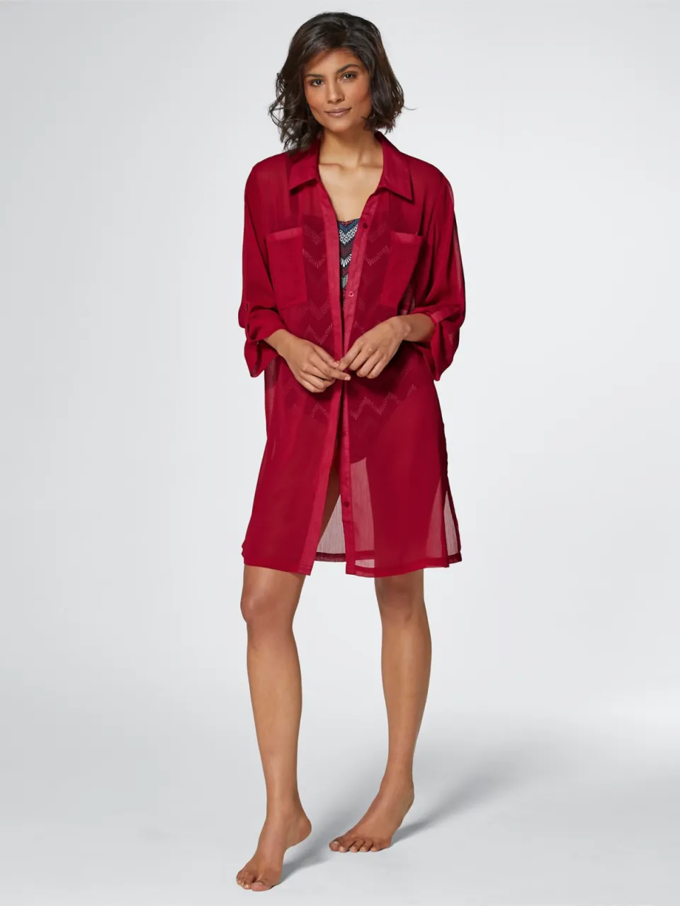 Strandblouse rood