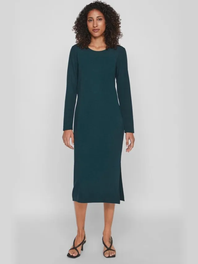 Vila Jurk Viarmerone L/s Long Dress - Noos 14086115 Ponderosa Pine Dames Maat