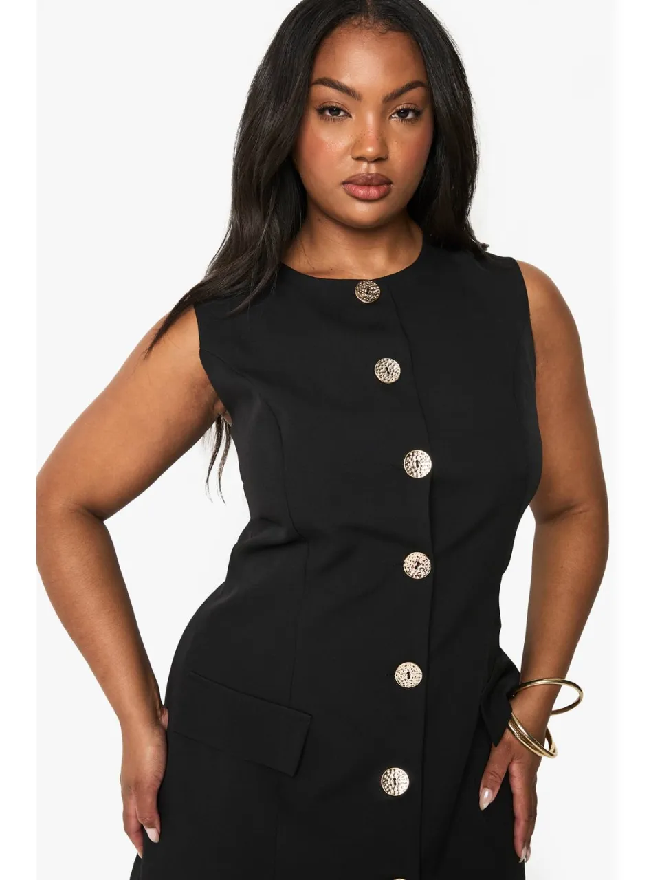 boohoo Dames PLUS GOUD BUTTON DOWN BLAZERJURK, foto 3