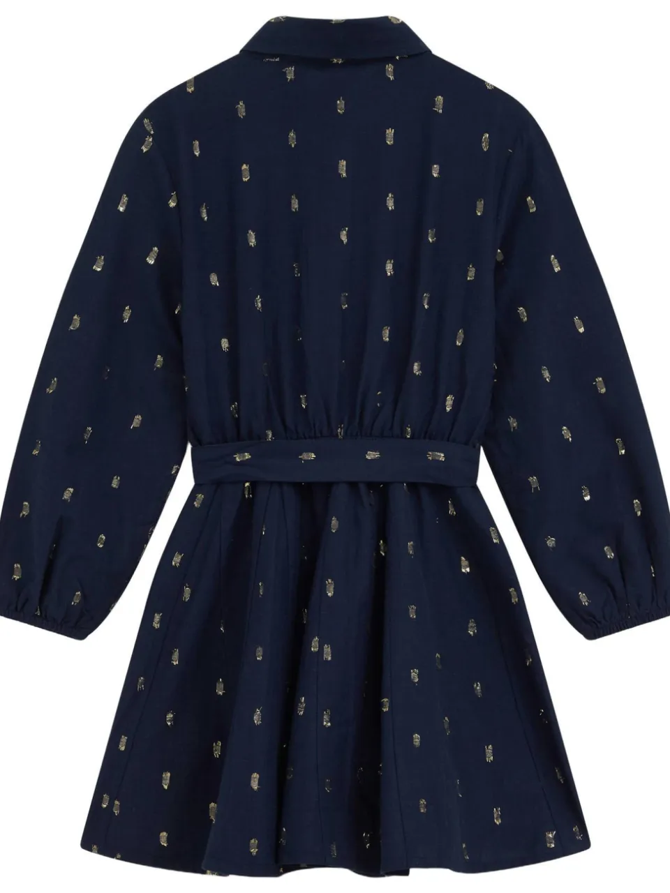 WE Fashion korte jurk met glitterprint donkerblauw donkerblauw/goud, foto 4