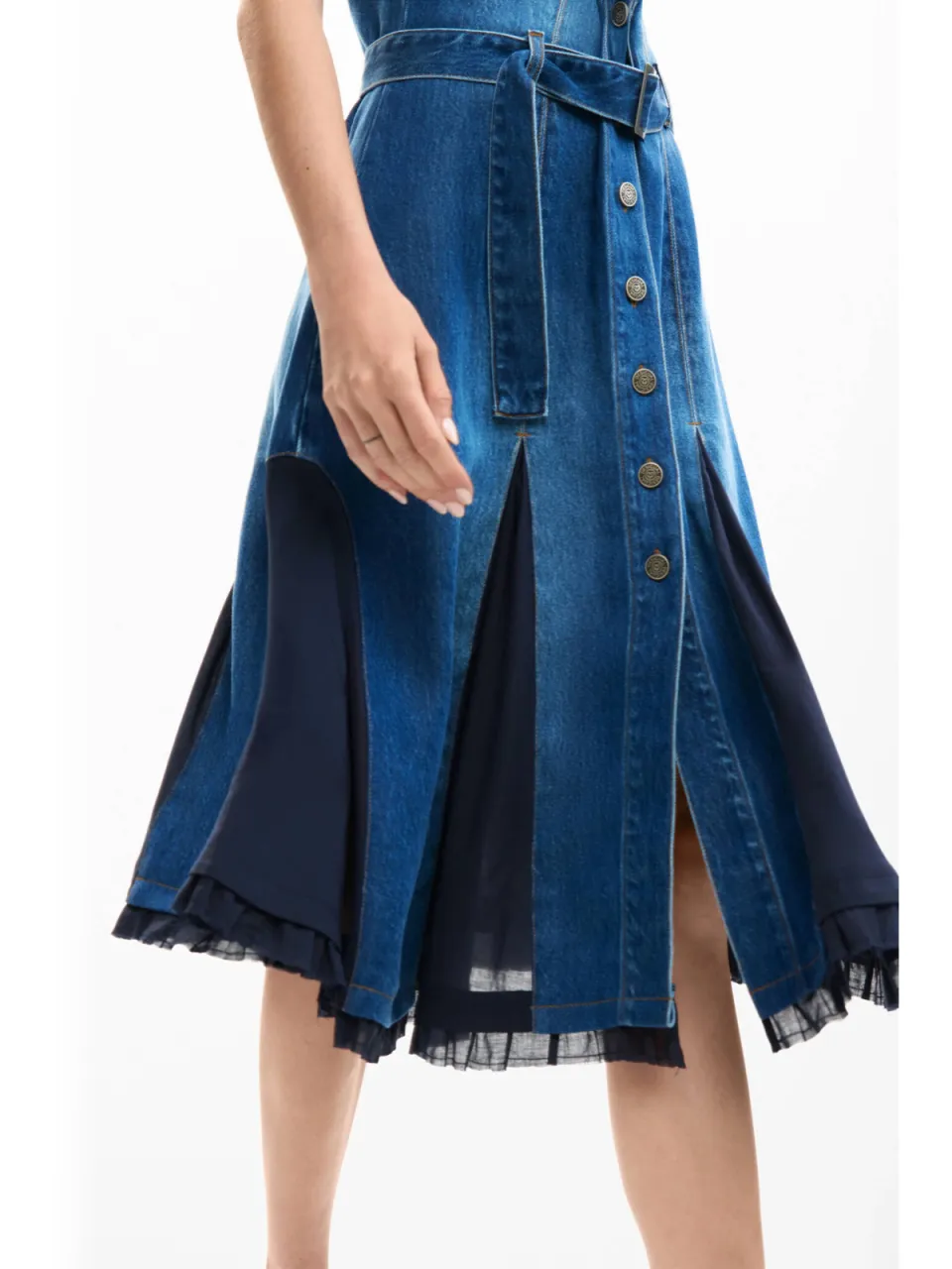 Desigual blousejurk medium blue denim, foto 5