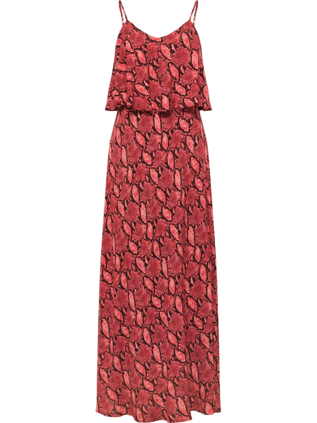 Faina maxi jurk met slangenprint nelice rood, foto 2
