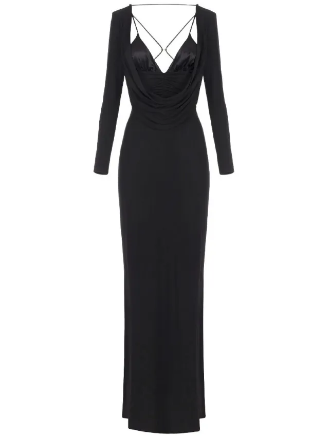 Elisabetta Franchi Lange Jurk Elisabetta Franchi abr0356e2-110 Zwart