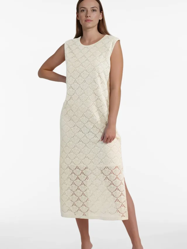 Vila broderie midijurk - ecru