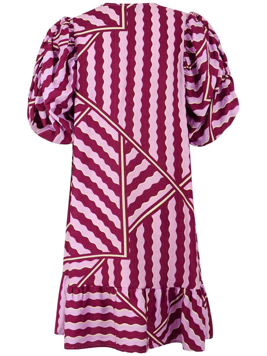 Shoeby viscose korte zomerjurk met print - roze, foto 3