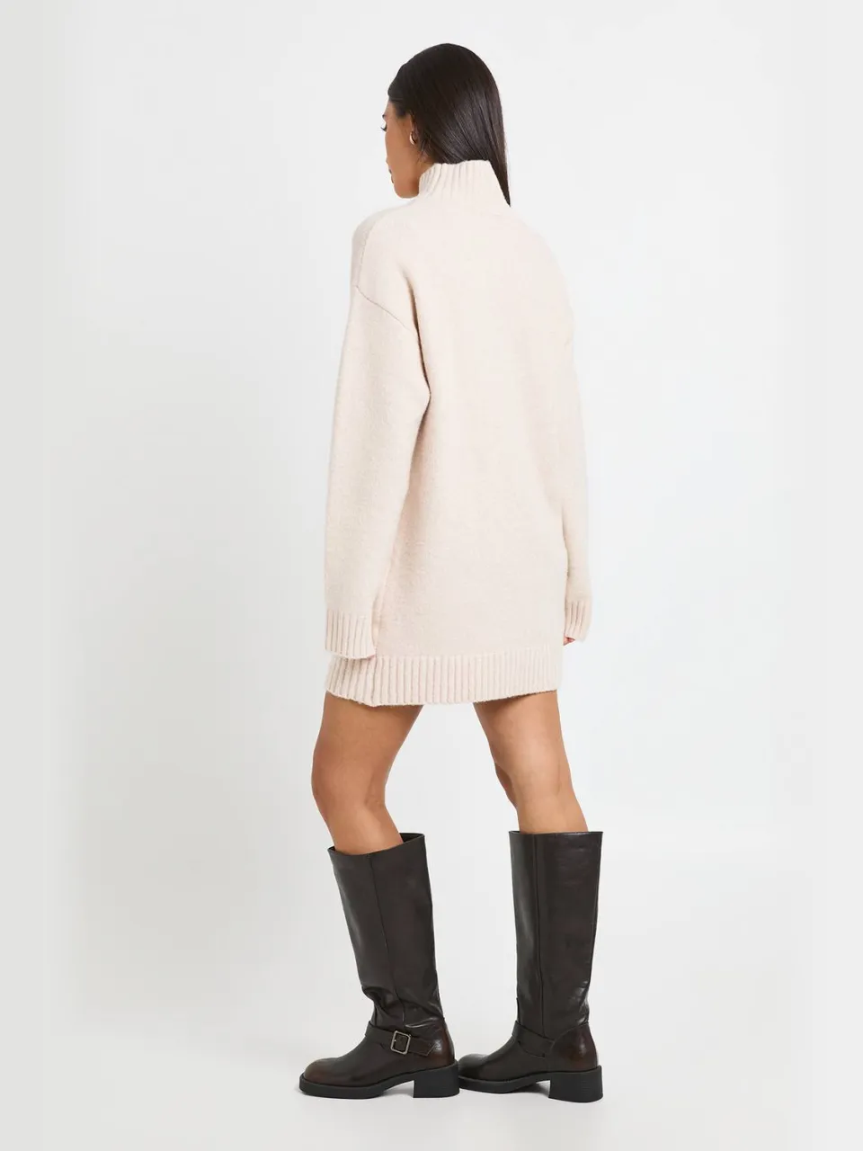 boohoo Dames Gebreide Mini-jurk Met Hoge Col steen, foto 3