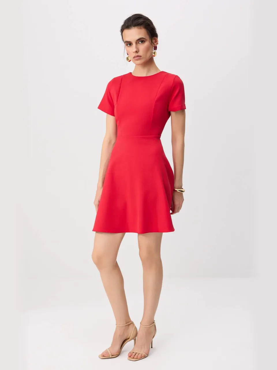 Trendyol TRENDYOLMİLLA Dames Rood Effen Kort / Mini Kort Skater Jurken