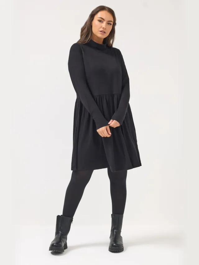 Yours Zwarte Peplum Minijurk Met Col Black