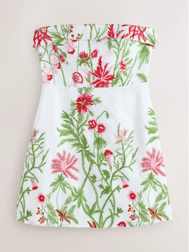 Next Dames - Mini-bandeaujurk - Wit White/Green Floral