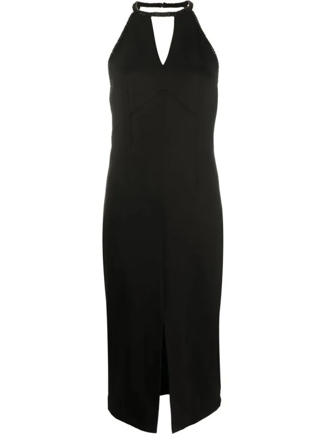 Twin Set Twinset • zwarte midi jurk met kralen • maat 34 (IT40)