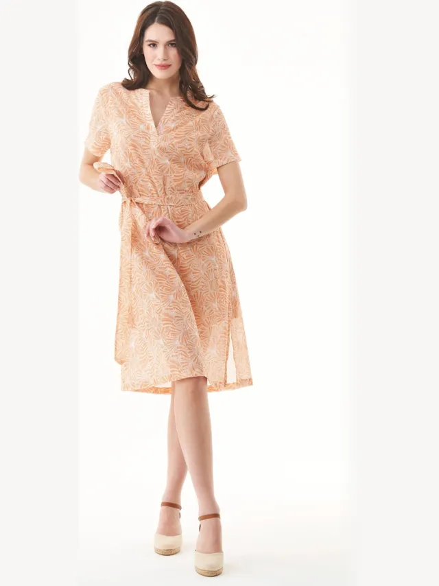 ORGANICATION dames vegan Jurk Voile Flower Lichtbruin