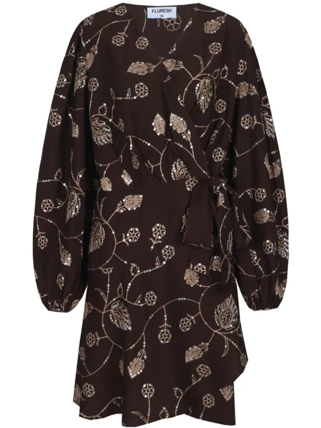 Fluresk Jurk Felice Dress 26wof07 Mocha Brown Dames Maat - 36 Bruin