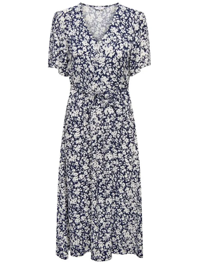Only ONLHALIA LIFE S/S MIDI DRESS WVN NOOS Dames Jurk - Night Sky Caroline Flower