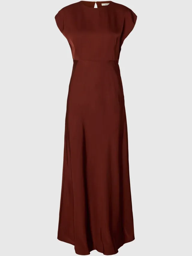 Selected Maxi jurk Viscose Cherry Mahogany