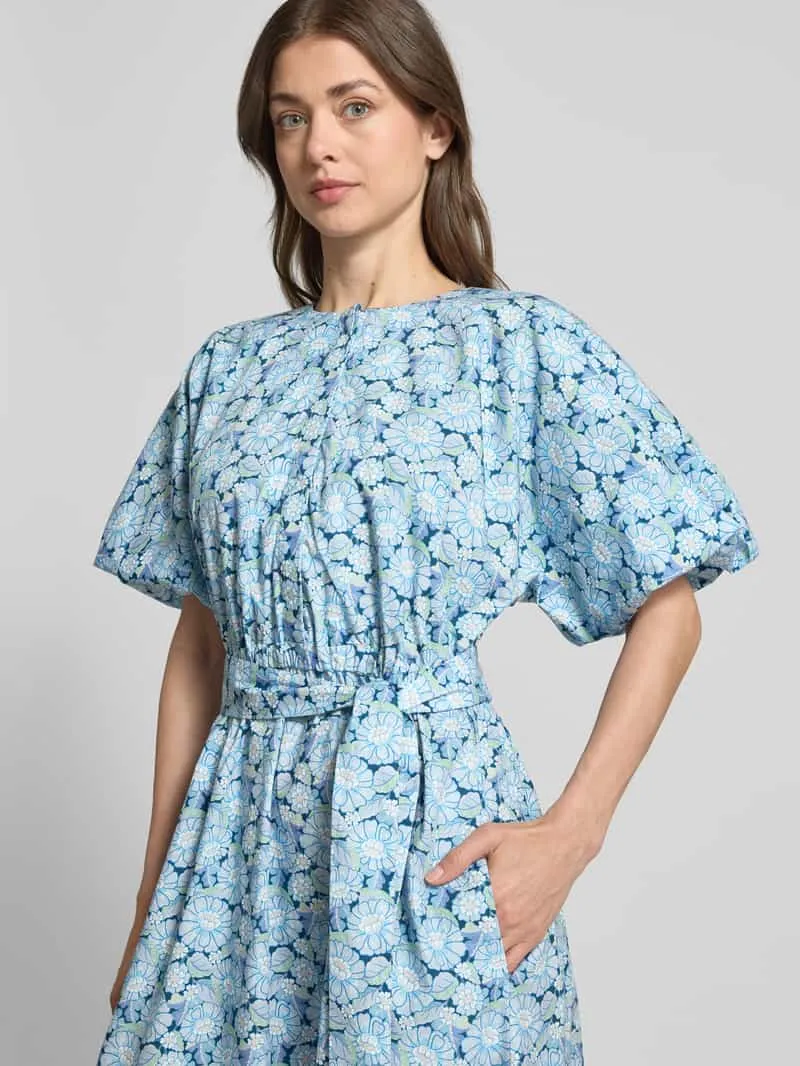 Rich & Royal Midijurk met ronde hals en bindriem marineblauw, foto 4