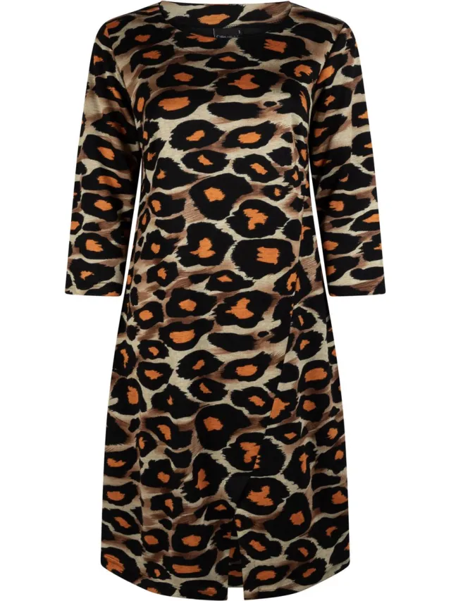 Ophilia jurk Angela print cheetah/oranje