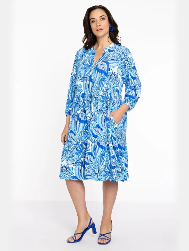 Yoek Jurk met ruches | Blauw