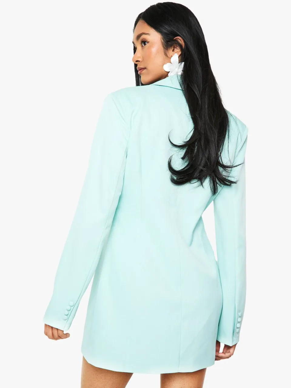 boohoo Dames Gestructureerde oversized wrap-over blazer jurk munt, foto 2